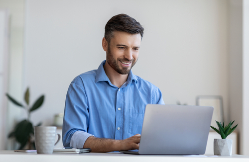 happy client on computer